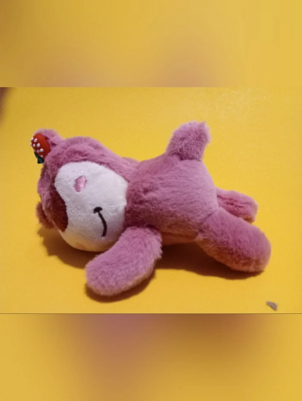 Disney Lots-o-Huggin Bear. Plush Pink Bear Toy Keychain Bag Charm. Sleepy Pose